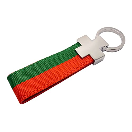 Makio Porte-clés drapeau portugais finition toile et similicuir avec fermeture métallique couleur argent Cover