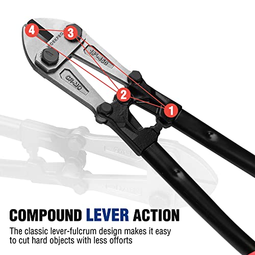 Image of WORKPRO Bolt Cutter, Bi-Material Handle with Soft Rubber Grip, 18 inch, Chrome Molybdenum Steel Blade, W017005A