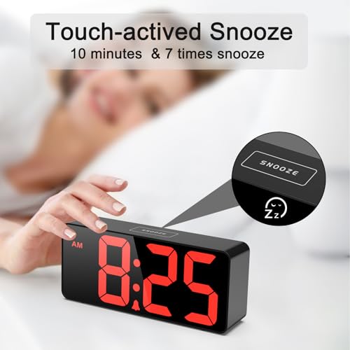 Image of Welgo 7.5 Inches Oversized Digital Alarm Clock for Visually Impaired | 0-100% dimmer, large easy-read numbers, adjustable volume, USB charging port, snooze, outlet-powered for bedroom