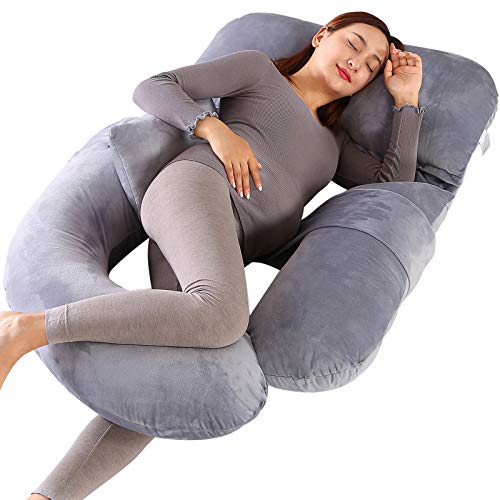 Dkinghome - Almohada de embarazo en forma de U para dormir, almohadas de maternidad para espalda, caderas, piernas, vientre para mujeres embarazadas (gris)