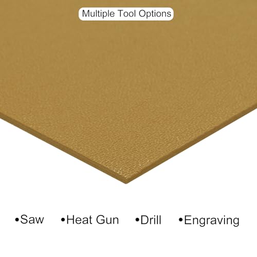 Image of ABS Plastic Sheet 8 x 8 Inch,Flexible Plastic Sheets 1 /16 Inch Thick Thermoplastic Sheet with Leather Texture Yellowish Brown for DIY Crafts 2Pcs