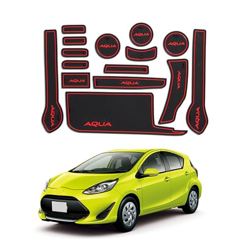 FOR 新型 アクア AQUA NHP10 (2011年~2021年) カスタムパーツドアスロット センターコンソール溝マット コースター 滑り止めマット PVC素材 車種専用設計 傷防止 耐摩耗性 保護内装トリム 取り付け簡単 アクア アクセサリー (赤