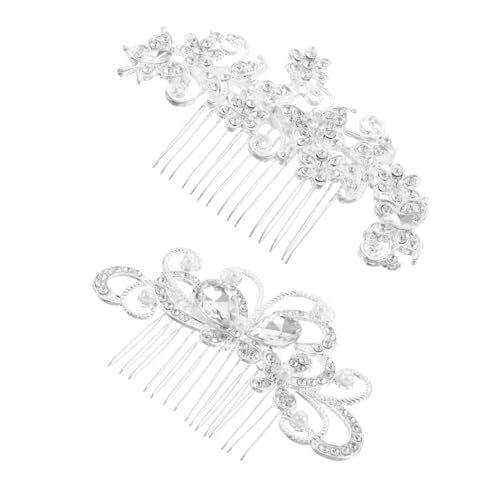 CTIRCHIU 2個結婚式用 髪飾り パールと水晶のヘアコーム 花嫁用 ヘッドピー
