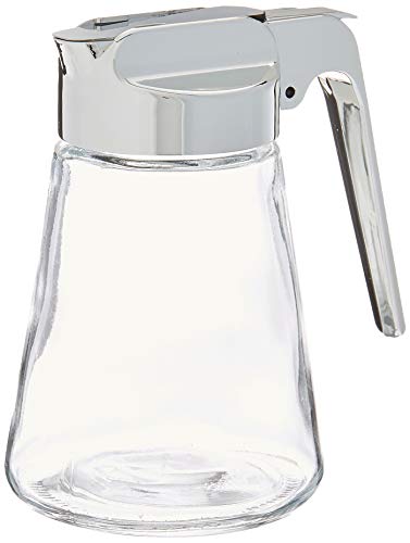 Home Basics Dispenser with Retracting Spout & Dispensing Thumb-Lever for Honey, Syrup, Sugar or Cream 10 Oz Capacity – Glass Jar and Plastic Cap