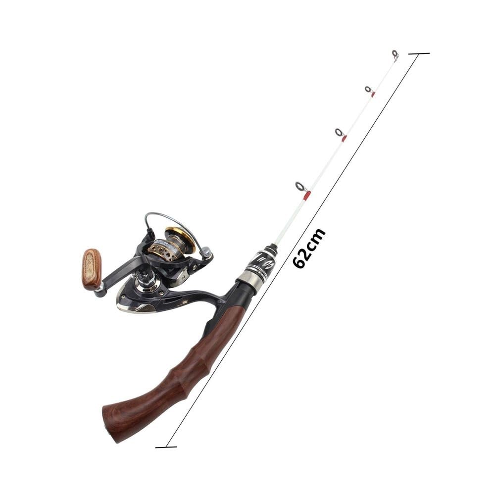 wędka Wędka do połowu zimowego 62cm, kołowrotek, wędka do połowu podlodowego, zestaw Superhard Carbon Rod i Spinning Reel sprzęt wędkarski