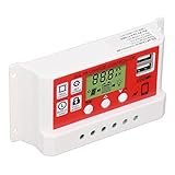 CHICIRIS 30A Solarladeregler, PWM-Lademanagement mit Zwei USB-Anschlüssen 5V 2,5A, 12V 24V Automatische Anpassung mit Überstromschutz, für Solarstromsysteme Smart Homes (10A)
