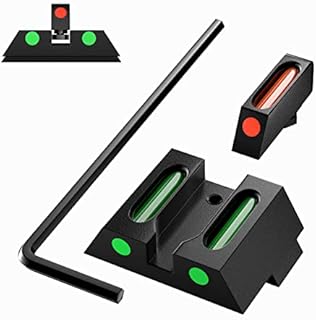 AGGXPF Fiber Optic Sights for Glock 17, 17L, 19, 22, 23, 24, 26, 27, 33, 34, 35, 38, 39 - Contrasting Red/Green Photoluminescent Outline for Outdoors, No Tritium (Red Green Dot Sights)