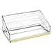 mDesign Plastic 4 Tier Cosmetic Palette Organizer with 4 Compartments for Bathroom Vanity, Countertop or Cabinet to Hold Makeup, Lipstick, Eyeliner, Beauty Accessories - Clear/Soft Brass