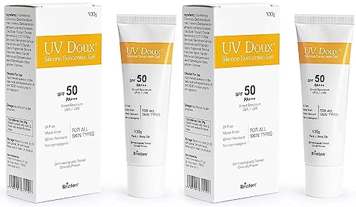 Image of Brinton Healthcare Uvdoux Face & Body Sunscreen Gel With Spf 50 Pa+++ In Matte Finish And Oil Free Formula| Water Resistant Sunscreen| Protection Against Uva /Uvb Rays (100 G)X Pack Of 2 -All Skin Type