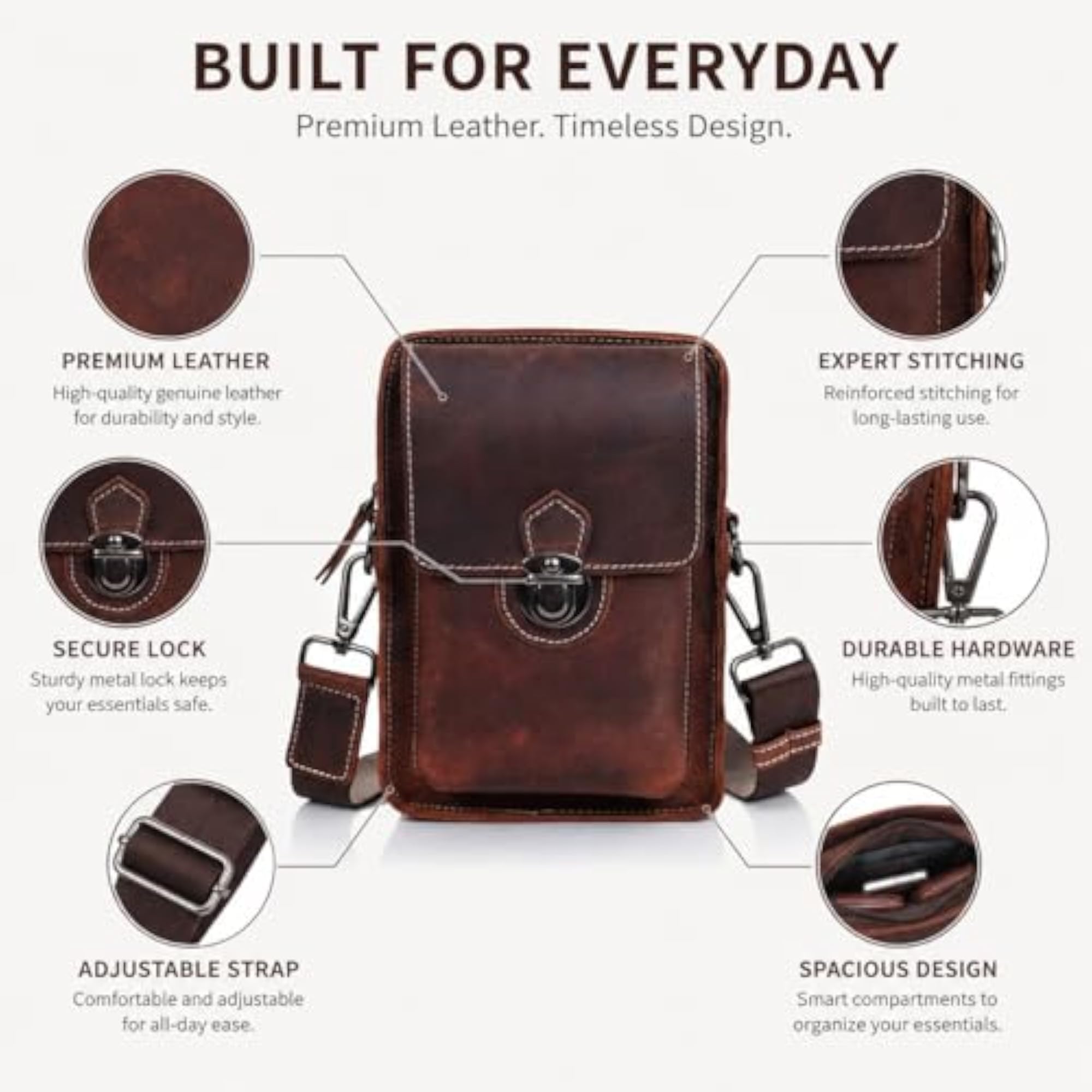3 in 1 Genuine Leather Office Business Messenger Bag