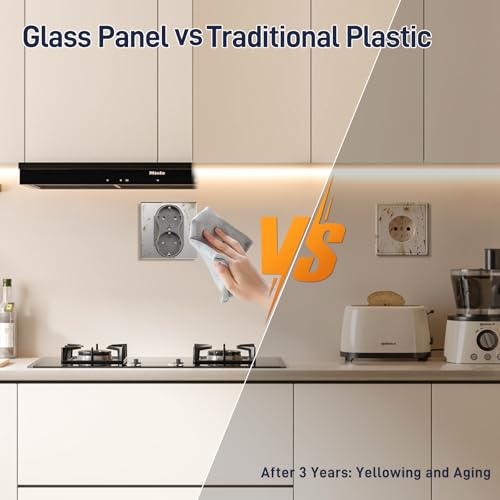 BSEED Schuko Steckdose 2 Fach auf einem Sockel, unterputz Steckdose Glas, Doppelsteckdose Unterputz passt in einem Unterputzdose, Doppel Wandsteckdose 16Amp EU Steckdose Grau - 86mm