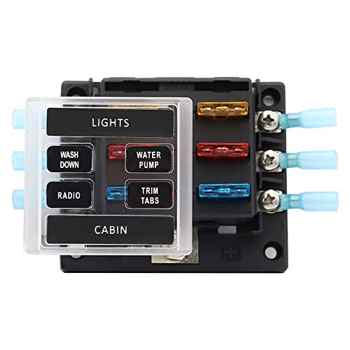 RuleaxAsi Bloco de fusíveis com lâmina de 6 vias Caixa porta-fusíveis Novo 6 Circuito ATP/ATC/ATO co