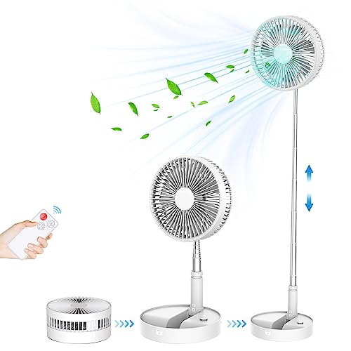 Cepignoly Portable Standing Fan With Remote, 8" Foldable Desk Fan, 7200Mah Quiet Fan Table Fan, Usb Floor Fan, 4 Speeds Timer Telescopic Pedestal Fan For Home Bedroom Office Outdoor Travel Camping #TOP2