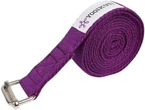 Yogikuti Premium Yoga Belt (9ft- Purple), Yoga Strap, Cotton Yoga Belt, Strap for Stretching, Iyengar Yoga Strap, Iyengar Yoga Props, Stretching Yoga Belt