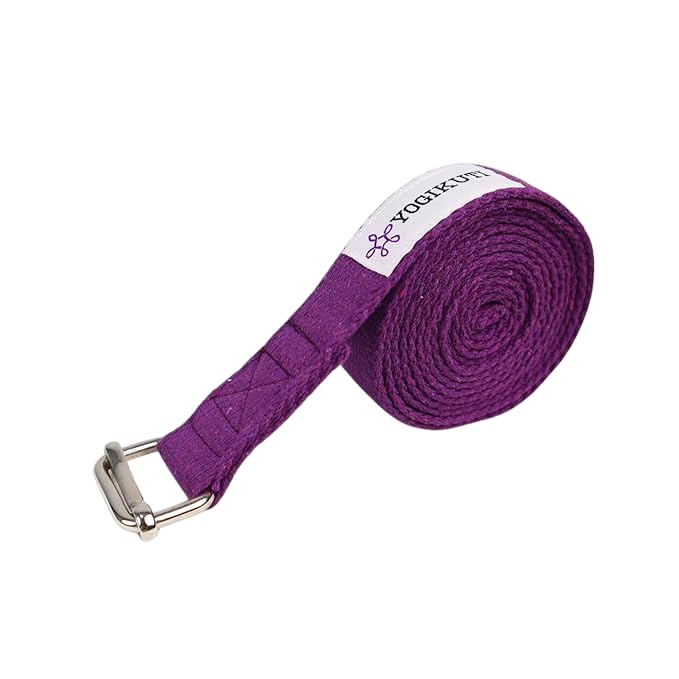 Yogikuti Premium Yoga Belt (9ft- Purple), Yoga Strap, Cotton Yoga Belt, Strap for Stretching, Iyengar Yoga Strap, Iyengar Yoga Props, Stretching Yoga Belt