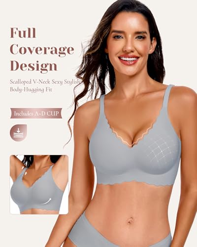 Image of 3-Pack Wireless Womens Bras No Underwire Seamless Jelly Bra Light Support Pullover Bralette Ultra Comfort Tshirt Bra