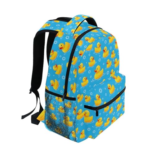 Duck Bubble Water Blue Backpack for School Boys Girls Adults Kids Bookbag Laptop Bag 18L2