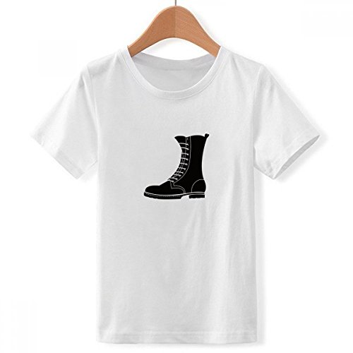T-Shirt Blanc Motif Noir Bottes Silhouette pour Garçon Taille XXL en Coton