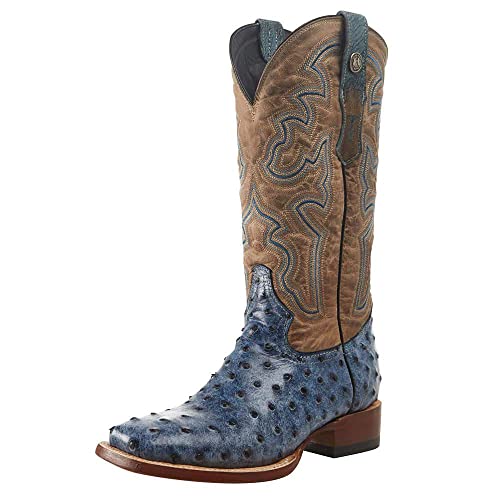 Women's Blue Ostrich Bone Top Boot