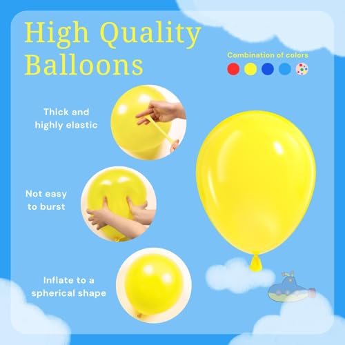 Image of BAUANOOY Carnival Balloons, 60pcs 12 Inch Red Light Blue Royal Blue Yellow Latex Balloons for Carnival Theme Birthday Party Decorations