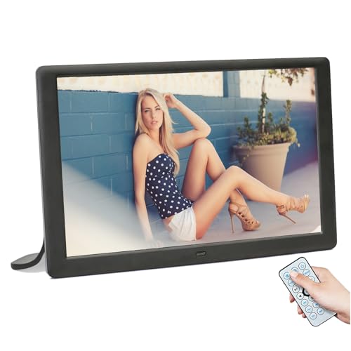 10.1 inch Electronic Digital Photo Picture Frame, 1280×800 Full IPS Screen with Photo Music 1080P Video Player Calendar Clock Alarm, Auto On/Off, Wall Mountable with Remote