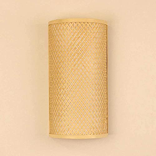 Lámpara rústica E27 aplique antiguo chino de mimbre bambú para pared 6