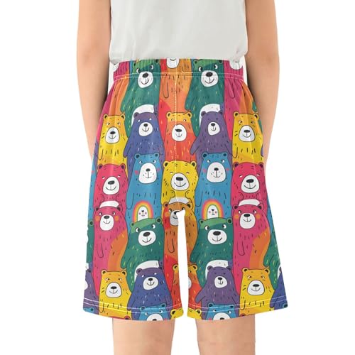 ALAZA Bear Colorful Cartoon Pajama Shorts Sleep Shorts Pant Lounge Pajama Bottoms Elastic Waist with Pockets2