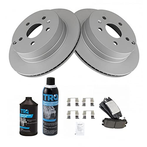 Image of TRQ Rear Brake Pad & Rotor Kit, with Chemical Kit Ceramic Vented Premium G-Coated Compatible with 2010-2017 Chevrolet Equinox GMC Terrain
