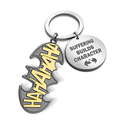 Spider SuperHero Schlüsselanhänger für Mann Fledermaus Schlüsselanhänger Edelstahl Klassischer Film Fan Geschenk Vater Auto Zubehör Schmuck Papa, Fledermaus-1, Einheitsgröße Cover