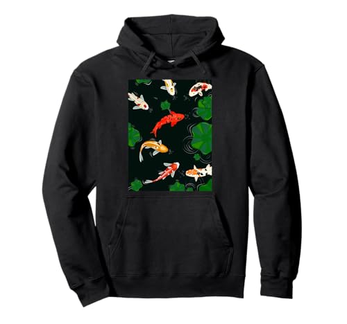 Koi carp fishes swim in Waterlilly Flower Japanese Koi Fish Sudadera con Capucha