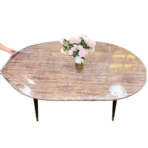 Mantel Ovalado Ajustable con elástico, Protector de Mesa Transparente Impermeable y Resistente al Aceite, Mantel de plástico fácil de Limpiar para Mesa Ovalada de 48x68 Pulgadas. ovalad
