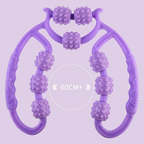 Muscle Roller, Trigger Point Massage Foam Roller Stick For Calf, Leg, Arms, Tennis Elbow Fascia Muscle Roller, Hard Spiky Massage Ball And 9 Wheel Cellulite Roller For Deep Tissue Relieve (Purple) #TOP1