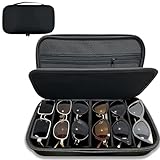 Nuoyiman Hard Shell Travel Sunglasses Case, Portable Eyeglasses Storage Box with 7 Adjustable Dividers, Multiple Pairs Glasses Carrying Case for Men & Women, Black