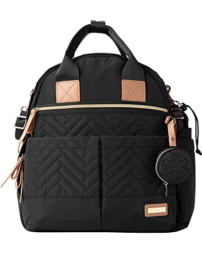 Skip-Hop-Diaper-Bag-Backpack-Suite-6-in-1-Diaper-Backpack-Set-Multi-Function-Baby-Travel-Bag-with-Changing-Pad-Stroller-Straps-Bottle-Bag-and-Pacifier-Pocket-Black