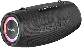 Zealot Bluetooth Speaker, 80W Portable Speaker Loud with Deep Bass,IPX6 Waterproof Speaker with LED Light, PowerBank,Bluetooth 5.2, Outdoor Speaker,Large Bluetooth Speaker for Camping,Travel