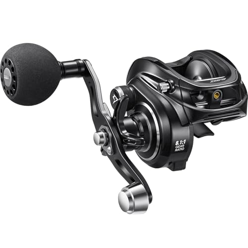 Piscifun Alinox 300 Baitcaster Fishing Reel Size Aluminum Frame Baitcasting Reel 33Lbs Max Drag 8.1:1 Gear Ratio Freshwater & Saltwater Low Profile Casting Reel for Musky (Right Handed Black)