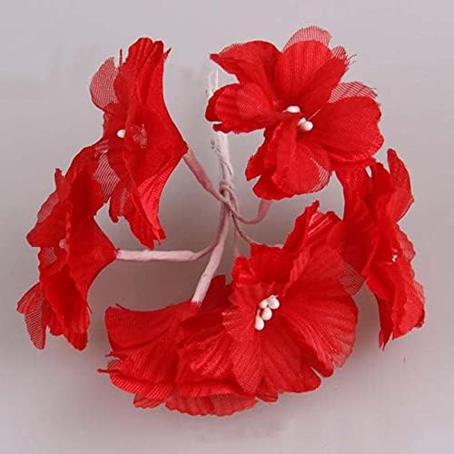 Miniatura 2 de Zamihalaa - 72 unidades, 1.2 pulgadas de tela pequeña de seda artificial flor de cerezo, decoración de boda para guirnalda de pelo, álbumes de
