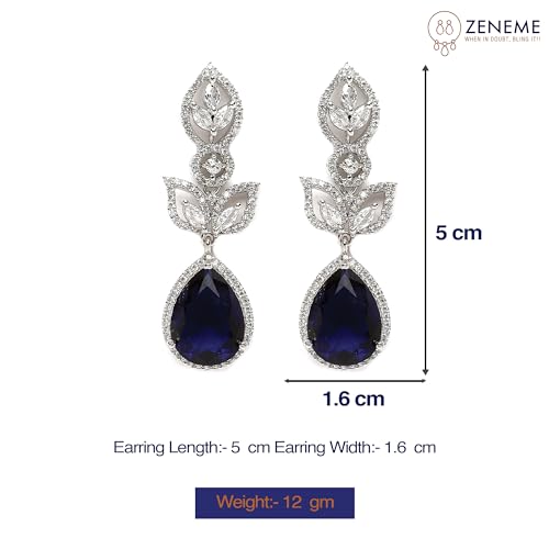 Rhodium-Plated American Diamond Drop Earrings