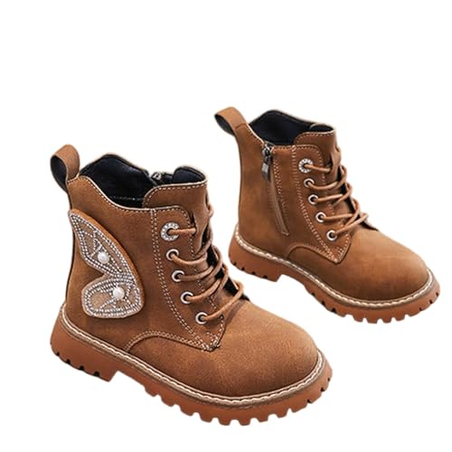 Ankle Boots for Girls Winter Fashion Lace Up Booties 2025 Warm Zip Up Leather Boots for Little Kid Big Kid