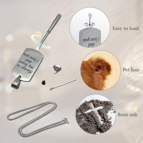 Funnylife Personalized Pet Urn Necklaces for Dog Cat Ashes Custom Photo Text Stainless Steel Cremation Ash Memorial Jewelry Pet Loss Sympathy Gift4