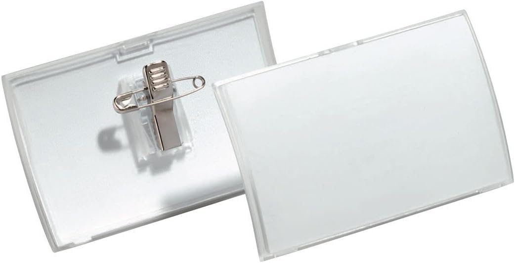 Durable Name Badge 40 X 75 Mm With Combi Clip Transparent | Pack Of 25 Badges | Includes Blank Insert Cards | Perfect For Events And Visitor Management