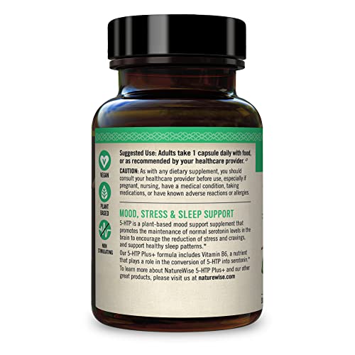 Naturewise 5-Htp 200Mg Mood Support, Natural Sleep Aid Promotes A Normal Weight, Easy-To-Digest Delayed Release Capsules Enhanced W/ Vitamin B6, Non-Gmo (2 Month Supply - 60 Count) #TOP1