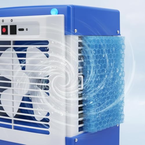 Image of Drumstone (𝐒𝐩𝐞𝐜𝐢𝐚𝐥 𝟏𝟓 𝐘𝐞𝐚𝐫𝐬 𝐖𝐚𝐫𝐫𝐚𝐧𝐭𝐲) Desert Air Cooler for Home with Large Water Tank, Portable High Airflow Cooling Fan, Powerful Air Throw, Energy Efficient Air Cooler.