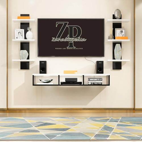 Zanaatopedia TV Entertainment Unit for Living Room/TV Stand Wall Mount/Engineered Wood TV Panel/Set-Up Box Holder/TV Unit for Home/TV Cabinet for 43″ LCD (White and Black) Zanaatopedia TV Entertainment Unit for Living Room/TV Stand Wall Mount/Engineered Wood TV Panel/Set-Up Box Holder/TV Unit for Home/TV Cabinet for 43″ LCD (White and Black)