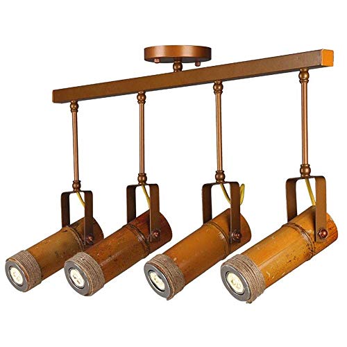 Plafonnier créatif LED au design tube de bambou et fer forgé rétro