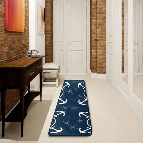 Tapete retro náutico azul 72" x 24" para cocina miniatura 5