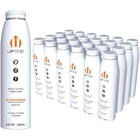 UPTIME – Premium Energy Drink, Blood Orange - Sugar Free, 12oz Bottles, (Case of 24), Better for You, Natural Caffeine, Sparkling Cover