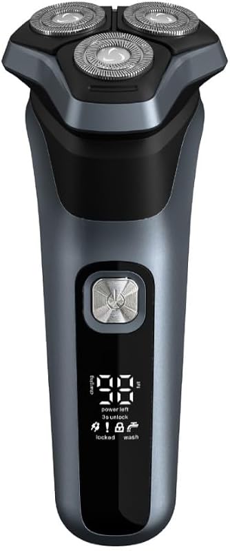 Barbeador elétrico masculino HDView com lâminas 4D, aparador retrátil, cabeça flutuante, uso seco e úmido, IPX6 e carregamento USB-C