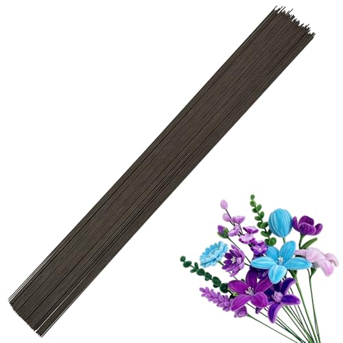 100 tige fleur artificielle | fil de fer fleuriste marron de 40 cm pour loisirs créatifs | Fournitures de fleuriste | Accessoires pour bouquets de fleurs | tiges fleurs pour compositions florales DIY