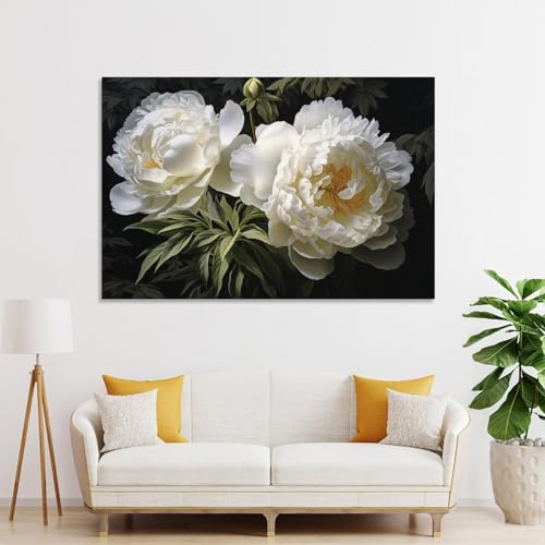 Toile pivoines blanches pour sublimer un mur vide de chambre à coucher - 4